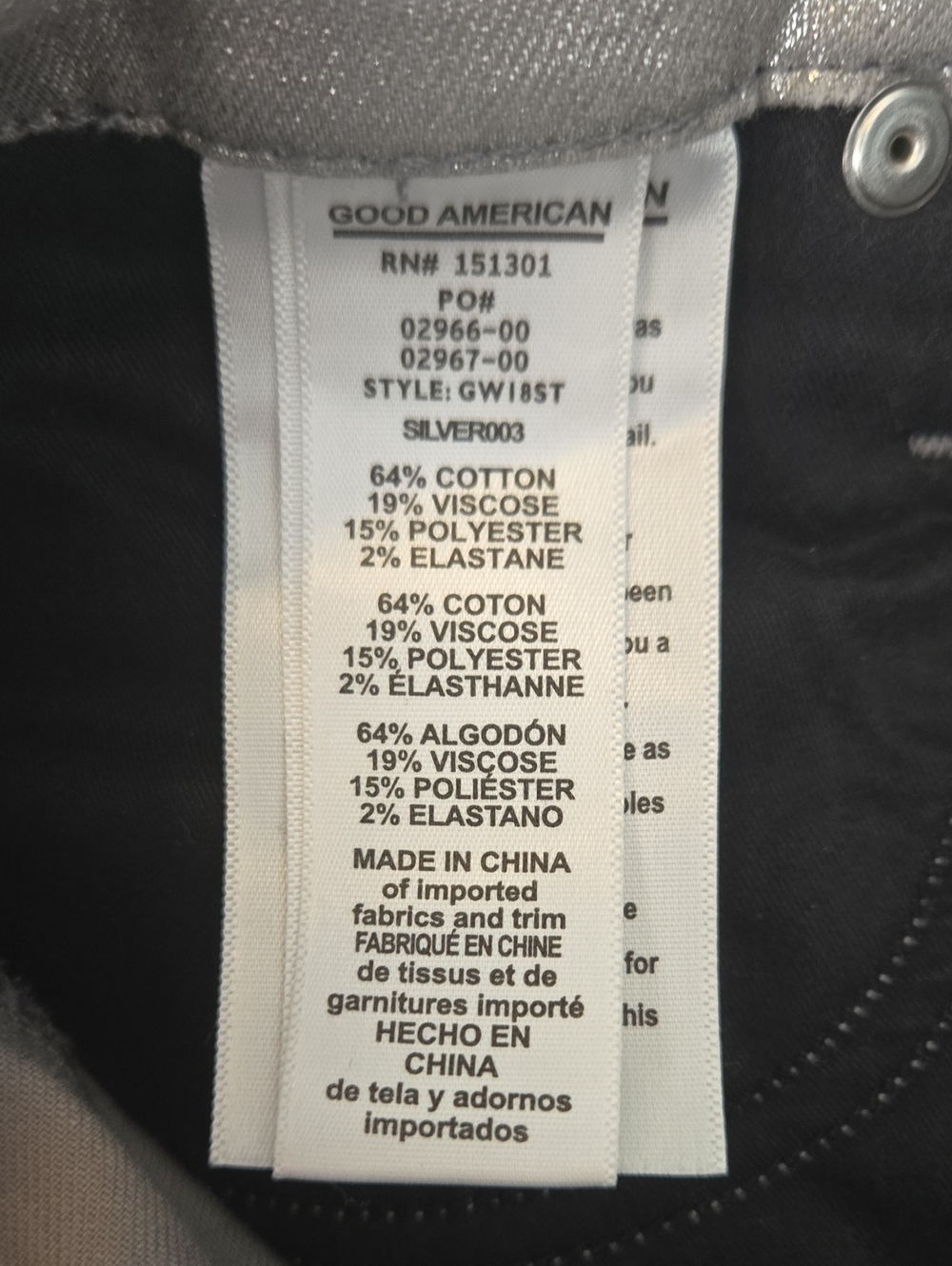 NEW Good American Silver Good Waist Coated Jeans - Picture 8 of 13